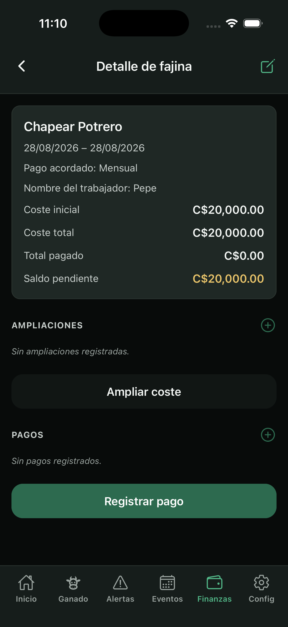 Detalle de una fajina