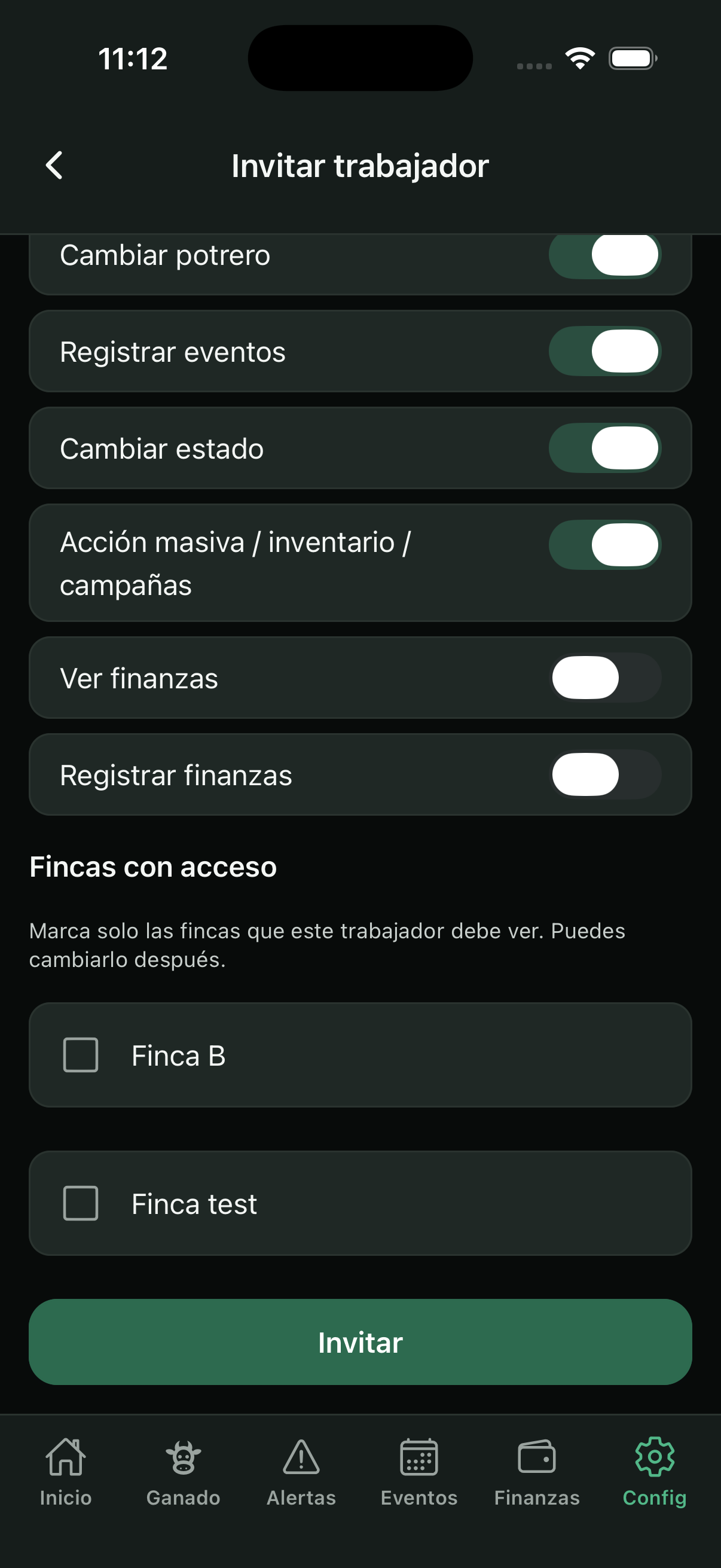 Asignar fincas a un usuario