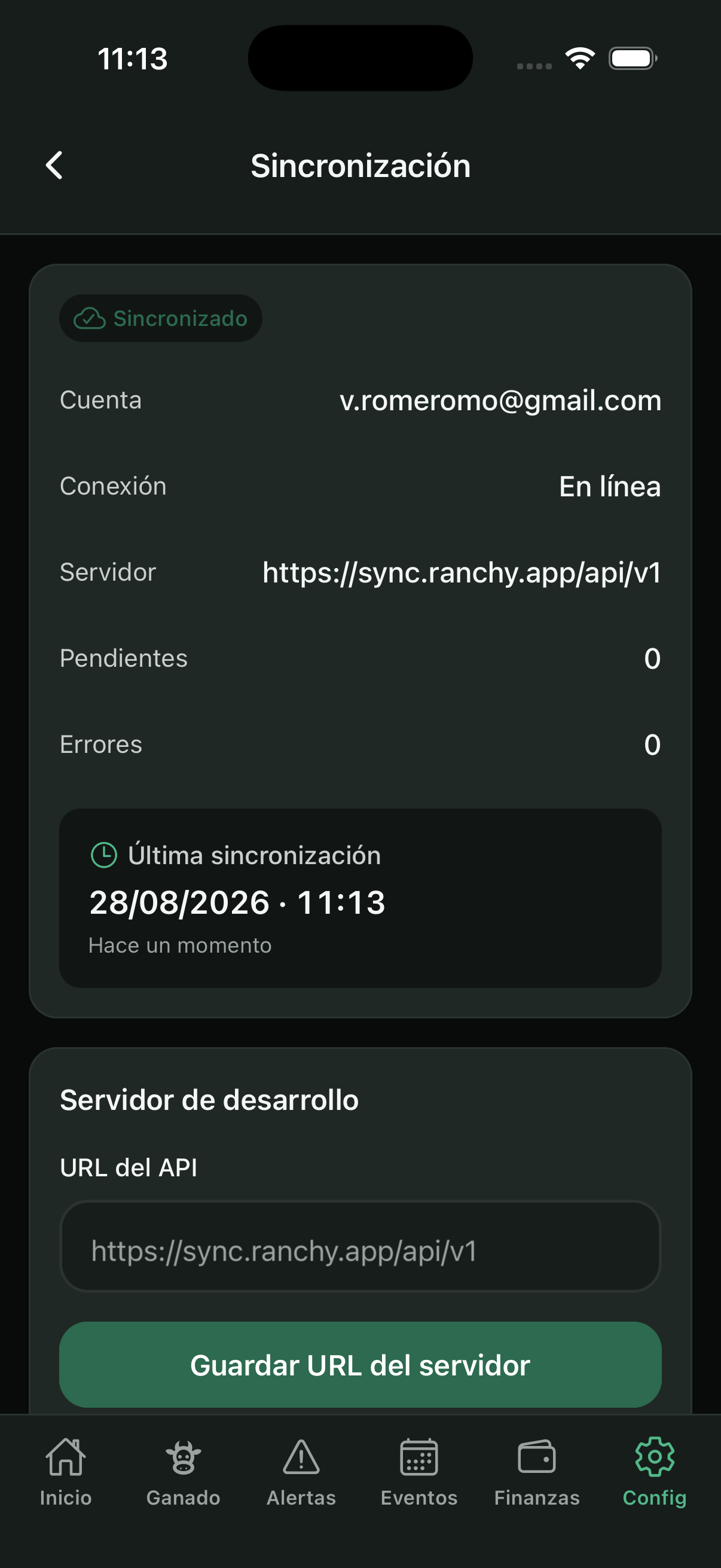 Estado de sincronización