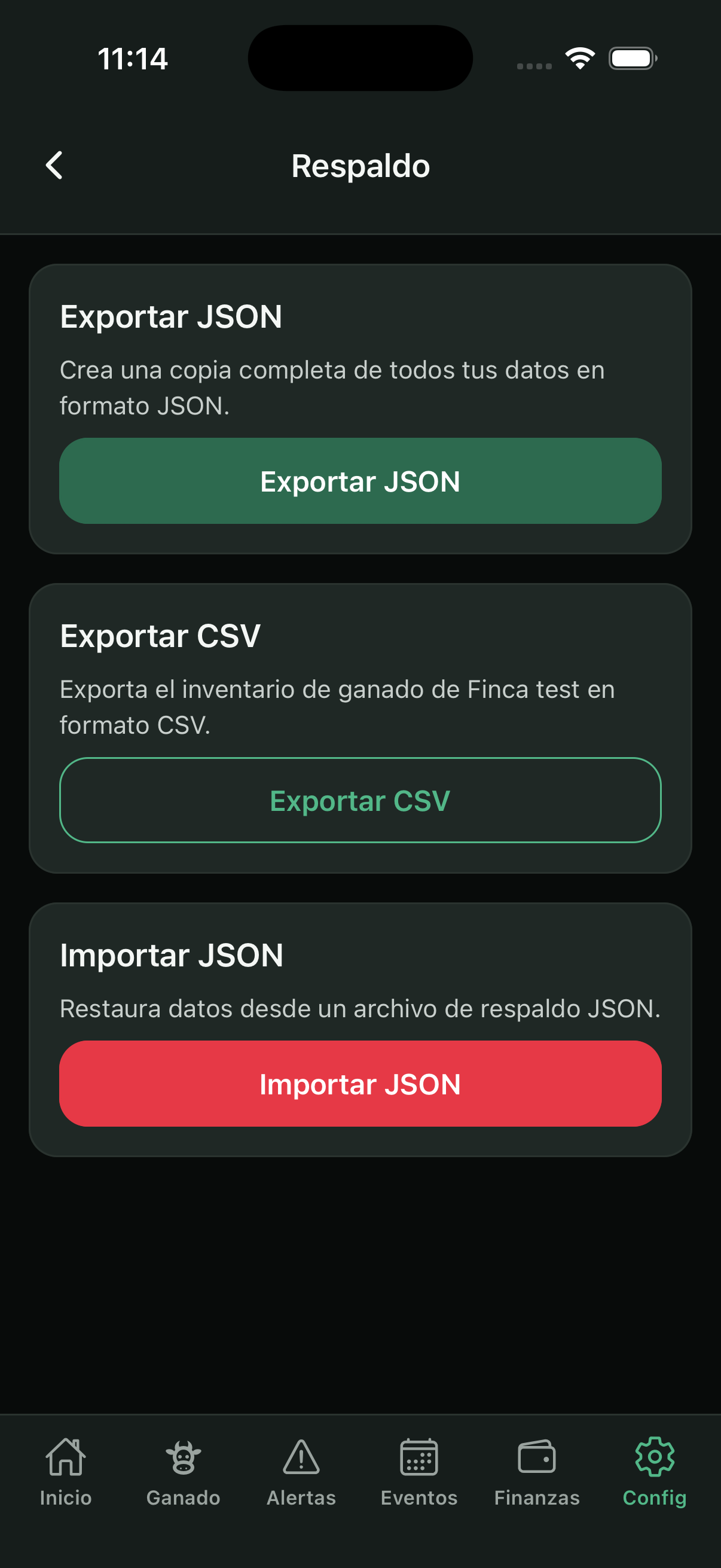 Respaldo y exportación